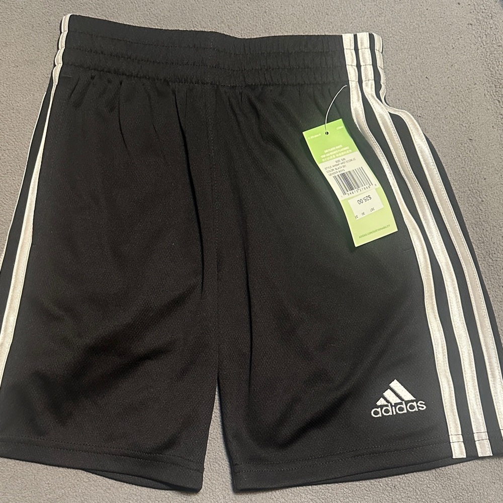 Adidas Boys 8/small Black and White Athletic Shorts- New
